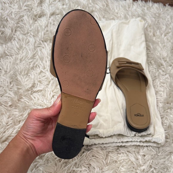 Fendi Beige Baguette Slide Sandals - Picture 7 of 12